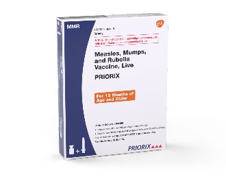 PRIORIX measles, mumps, and rubella live vaccine packaging